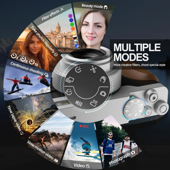 NBD Digital Camera 56MP Cameras for Photography 4K Camera 180°Flip Screen Digital Point and Camera with 16X Zoom Compact Camera